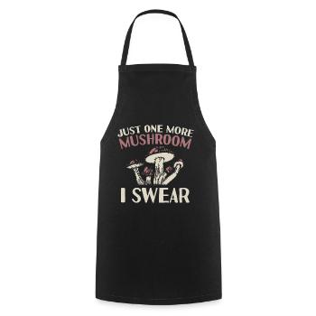 Plus qu’un champignon je le jure - Champignons Cadeaux - Tablier de cuisine - noir - Devant - AI Model Male 185 dark (185cm)