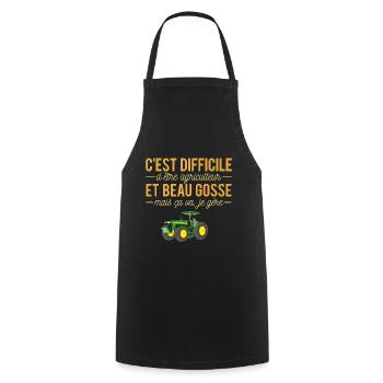 Agriculteur et beau gosse profession métier humour - Tablier de cuisine - noir - Devant - AI Model Male 185 dark (185cm)