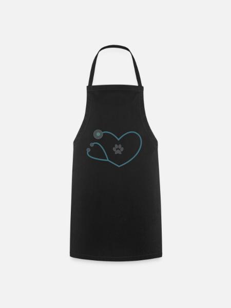 Animal Physician Veterinarian Stethoscope - Cooking Apron - black