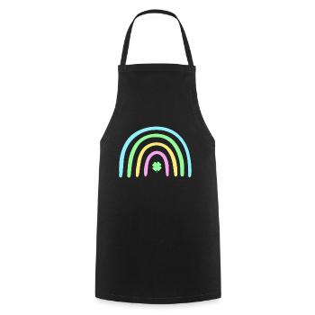 Green Four Leaf Clover Rainbow St Patrick's Day - Cooking Apron - black - Front - AI Model Male 185 dark (185cm)
