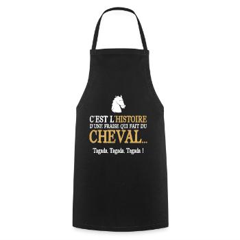 Cheval humour équitation drôle blague punchline - Tablier de cuisine - noir - Devant - AI Model Male 185 dark (185cm)