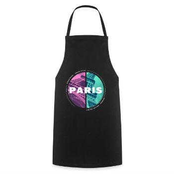 Paris France Ville Skyline Accueil Amour - Tablier de cuisine - noir - Devant - AI Model Male 185 dark (185cm)