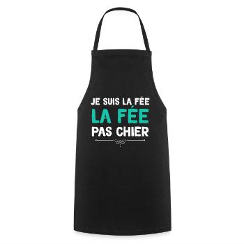 La Fée Pas Chier Humour Femme - Tablier de cuisine - noir - Devant - AI Model Male 185 dark (185cm)