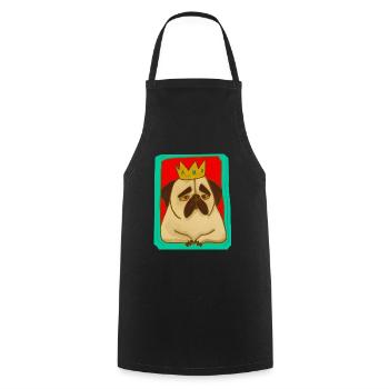 Sad Pug King Dog Lover - Cooking Apron - black - Front - AI Model Male 185 dark (185cm)