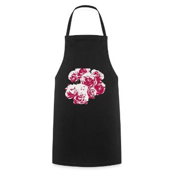 Roses shaded - Cooking Apron - black - Front - AI Model Male 185 dark (185cm)