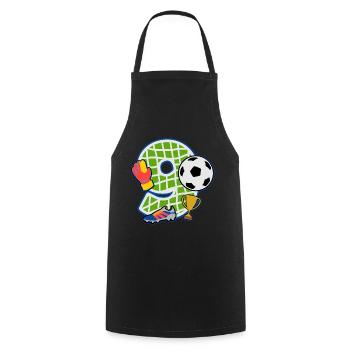 Fußball 9. Geburtstagsparty Nummer 9 - 9 Jahre - Kochschürze - Schwarz - Vorne - AI Model Male 185 dark (185cm)