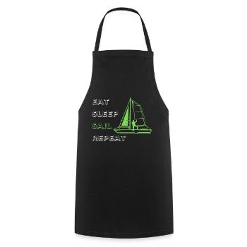 Eat Sleep Sail Repeat - Kochschürze - Schwarz - Vorne - AI Model Male 185 dark (185cm)