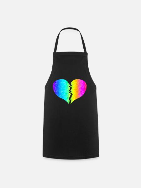 buntes Herz Regenbogenfarben - Kochschürze - Schwarz