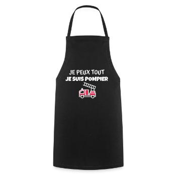 je suis pompier / cadeau humour pompier - Tablier de cuisine - noir - Devant - AI Model Male 185 dark (185cm)