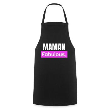 Maman fabulous. Maman fabuleuse. Fête des mères - Tablier de cuisine - noir - Devant - AI Model Male 185 dark (185cm)