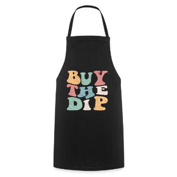 Buy the dip! retro colorful - Cooking Apron - black - Front - AI Model Male 185 dark (185cm)