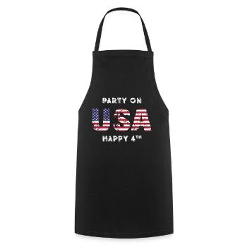 Patriotic Fourth of July Distressed T-Shirt - Cooking Apron - black - Front - AI Model Male 185 dark (185cm)