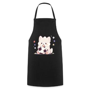 Cute Soccer Dog - Funny Dog Soccer Design - Cooking Apron - black - Front - AI Model Male 185 dark (185cm)