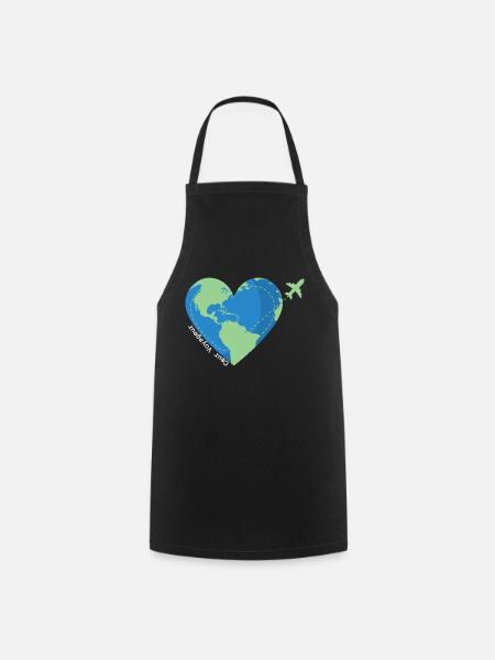 Coeur voyageur -addict de voyage - Tablier de cuisine - noir