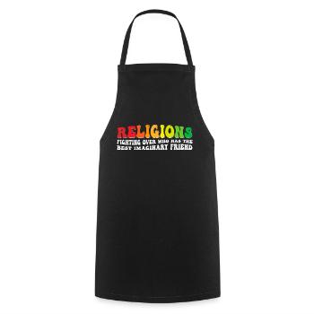Funny Atheist Science - Religion and its - Cooking Apron - black - Front - AI Model Male 185 dark (185cm)