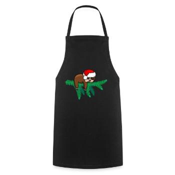 Père Noël paresseux de Noë - Tablier de cuisine - noir - Devant - AI Model Male 185 dark (185cm)