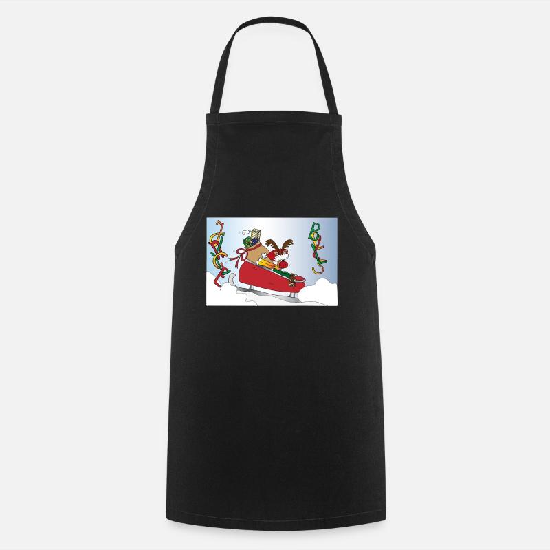 Jingle Bells Rudolph - Cooking Apron - black