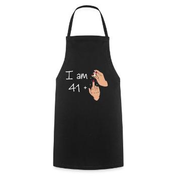 Ich bin 41 + 1 Mittelfinger Hemd Ich bin 41 plus, - Kochschürze - Schwarz - Vorne - AI Model Male 185 dark (185cm)