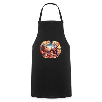 Animal Gathering (Fall Collection #9) - Cooking Apron - black - Front - AI Model Male 185 dark (185cm)