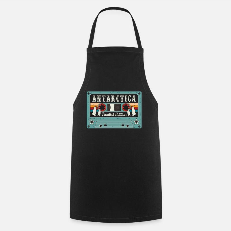 Vintage Antarctica with Penguin - Cooking Apron - black