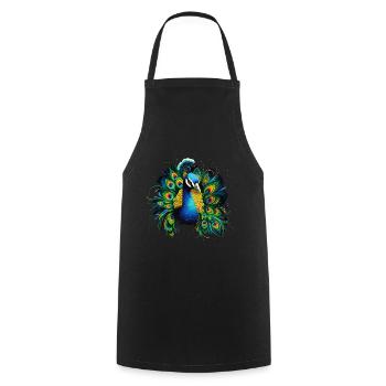 Plume de paon exotique coloré coloré Art - Tablier de cuisine - noir - Devant - AI Model Male 185 dark (185cm)