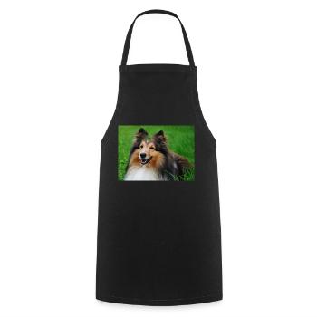 Happy Sheltie mi trèfle sur la tête, mignon - Tablier de cuisine - noir - Devant - AI Model Male 185 dark (185cm)