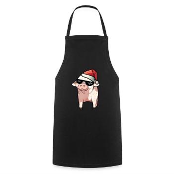 Christmas Meme Pig Piglet Glasses Santa Claus - Cooking Apron - black - Front - AI Model Male 185 dark (185cm)