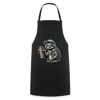 Sloth Graffiti Sprayer Street Art - Cooking Apron - black - Front - AI Model Male 185 dark (185cm)