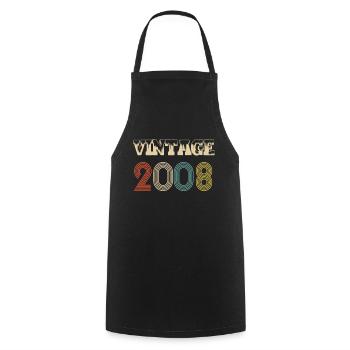 2008 Vintage Vintage Birthday Retro - Original - Tablier de cuisine - noir - Devant - AI Model Male 185 dark (185cm)