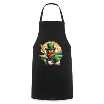 St. Patrick's Day Shamrock Baseball - Cooking Apron - black - Front - AI Model Male 185 dark (185cm)