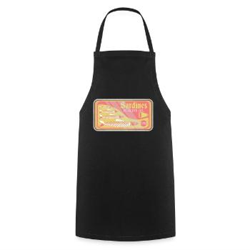 Sardines in a tin pop art - Cooking Apron - black - Front - AI Model Male 185 dark (185cm)