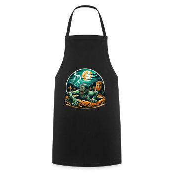Joyeux Halloween Zombie Cimetière Pleine Lune - Tablier de cuisine - noir - Devant - AI Model Male 185 dark (185cm)