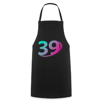 Number 39 multicolor - Cooking Apron - black - Front - AI Model Male 185 dark (185cm)
