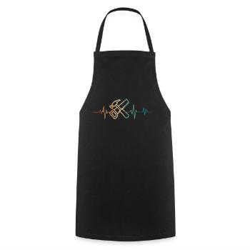 Retro Carpenter Heartbeat - Cooking Apron - black - Front - AI Model Male 185 dark (185cm)