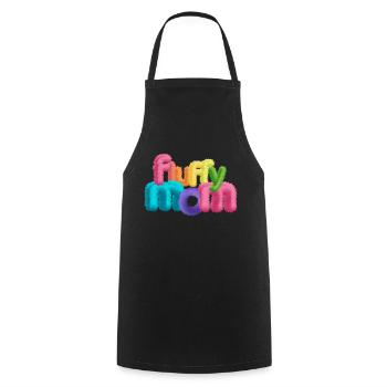 Fluffy Mom – Fluffy 3D Typography - Cooking Apron - black - Front - AI Model Male 185 dark (185cm)