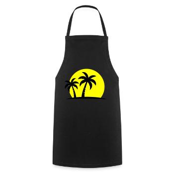 Palm Tree Beach Sunset Holiday - Tablier de cuisine - noir - Devant - AI Model Male 185 dark (185cm)