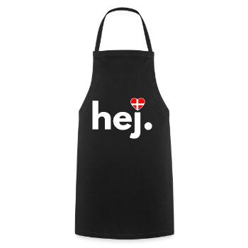hej Denmark fan, Travel, Hobby, Copenhagen - Cooking Apron - black - Front - AI Model Male 185 dark (185cm)