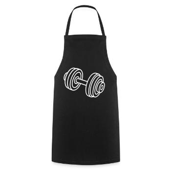 Hantel Gewichte Symbol - Kochschürze - Schwarz - Vorne - AI Model Male 185 dark (185cm)
