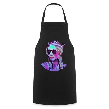 Viking moderne avec des lunettes de soleil dans un style bande dessinée - Tablier de cuisine - noir - Devant - AI Model Male 185 dark (185cm)