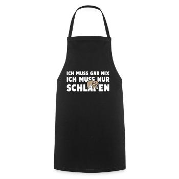 ICH MUSS NUR SCHLAFEN Faultier Motto - Kochschürze - Schwarz - Vorne - AI Model Male 185 dark (185cm)