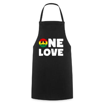 ONE LOVE Peace Jamaica Reggae Rastafari - Tablier de cuisine - noir - Devant - AI Model Male 185 dark (185cm)