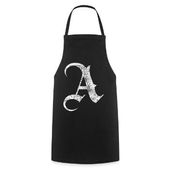 Tshirt alphabet initial A - Cooking Apron - black - Front - AI Model Male 185 dark (185cm)