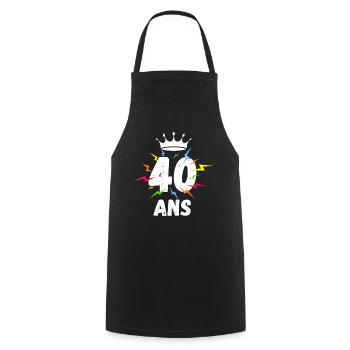 Roi reine éclairs 40 ans magie Anniversaire - Tablier de cuisine - noir - Devant - AI Model Male 185 dark (185cm)
