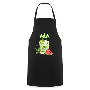 été cocktail mojito pastèque couleurs vives - Tablier de cuisine - noir - Devant - AI Model Male 185 dark (185cm)