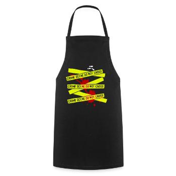DÉTECTIVE POLICE EMPREINTE INDICE ENQUÊTE CRIME - Tablier de cuisine - noir - Devant - AI Model Male 185 dark (185cm)