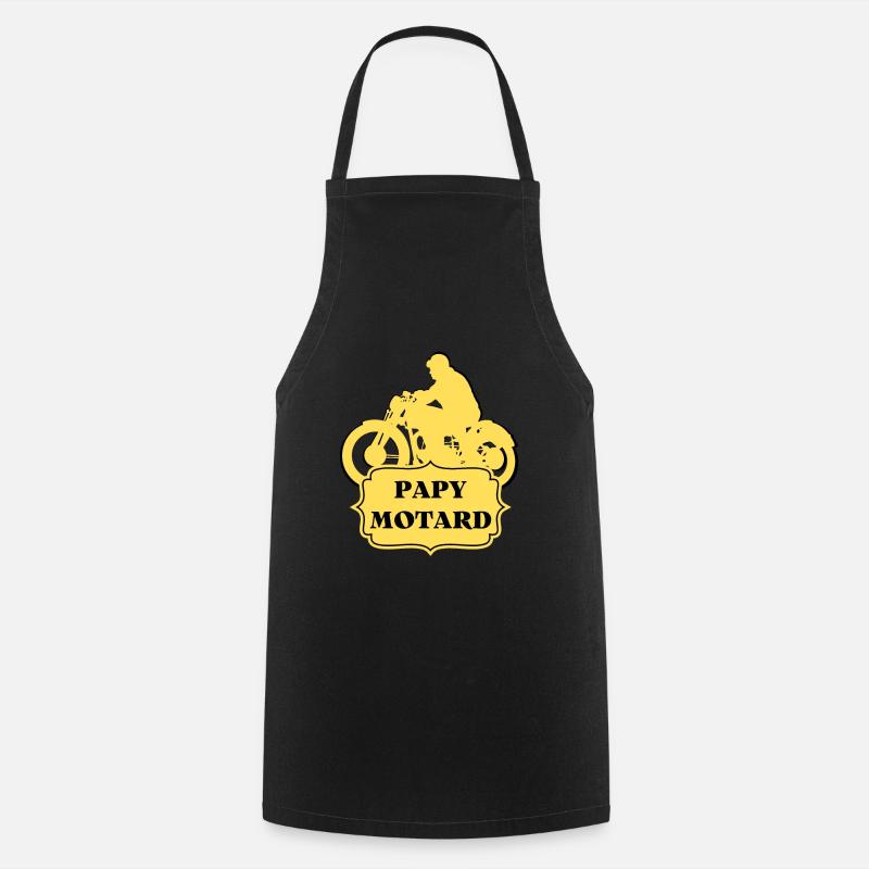 PAPY MOTARD étiquette Vintage Rétro - Tablier de cuisine - noir