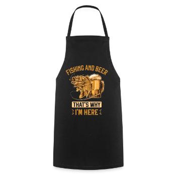 Fishing and Beer Funny Fisherman Dad Gift - Cooking Apron - black - Front - AI Model Male 185 dark (185cm)