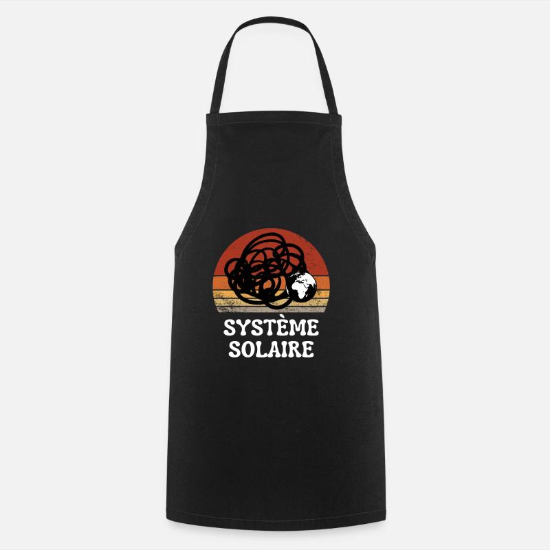 Système solaire science Vintage Sunset Rétro - Tablier de cuisine - noir