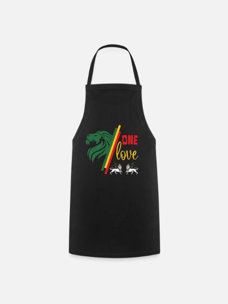 One Love Rastafari Reggae Lion de Juda - Tablier de cuisine - noir
