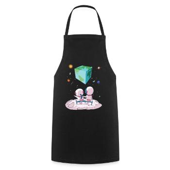 The earth is a cube - Cooking Apron - black - Front - AI Model Male 185 dark (185cm)